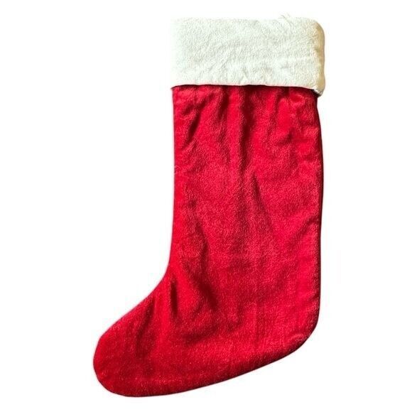 Pottery Barn Red Cream Velvet Large Holiday Christmas Stocking Monogrammed Caden - Picture 2 of 7